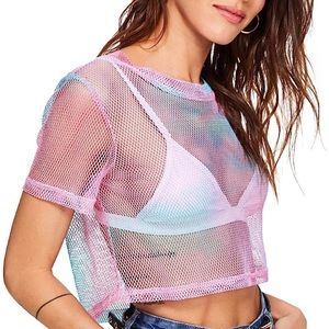 Sweaty rocks sheer mesh pink blue crop top Taylor swift concert